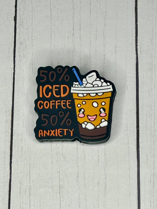 "50% Iced Coffee, 50% Anxiety" Focal Bead