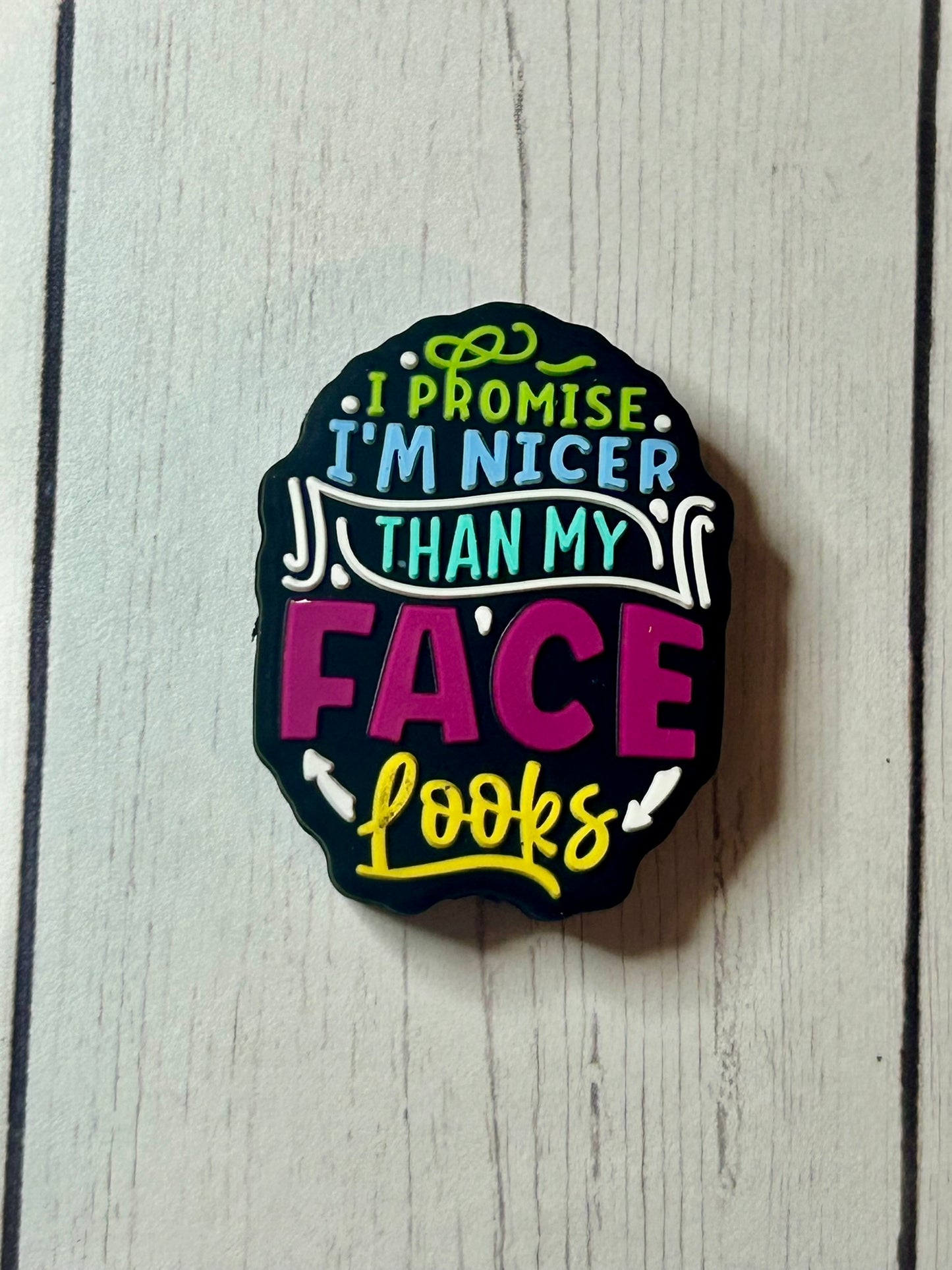 "I Promise I'm Nicer Than My Face Looks" Focal Bead