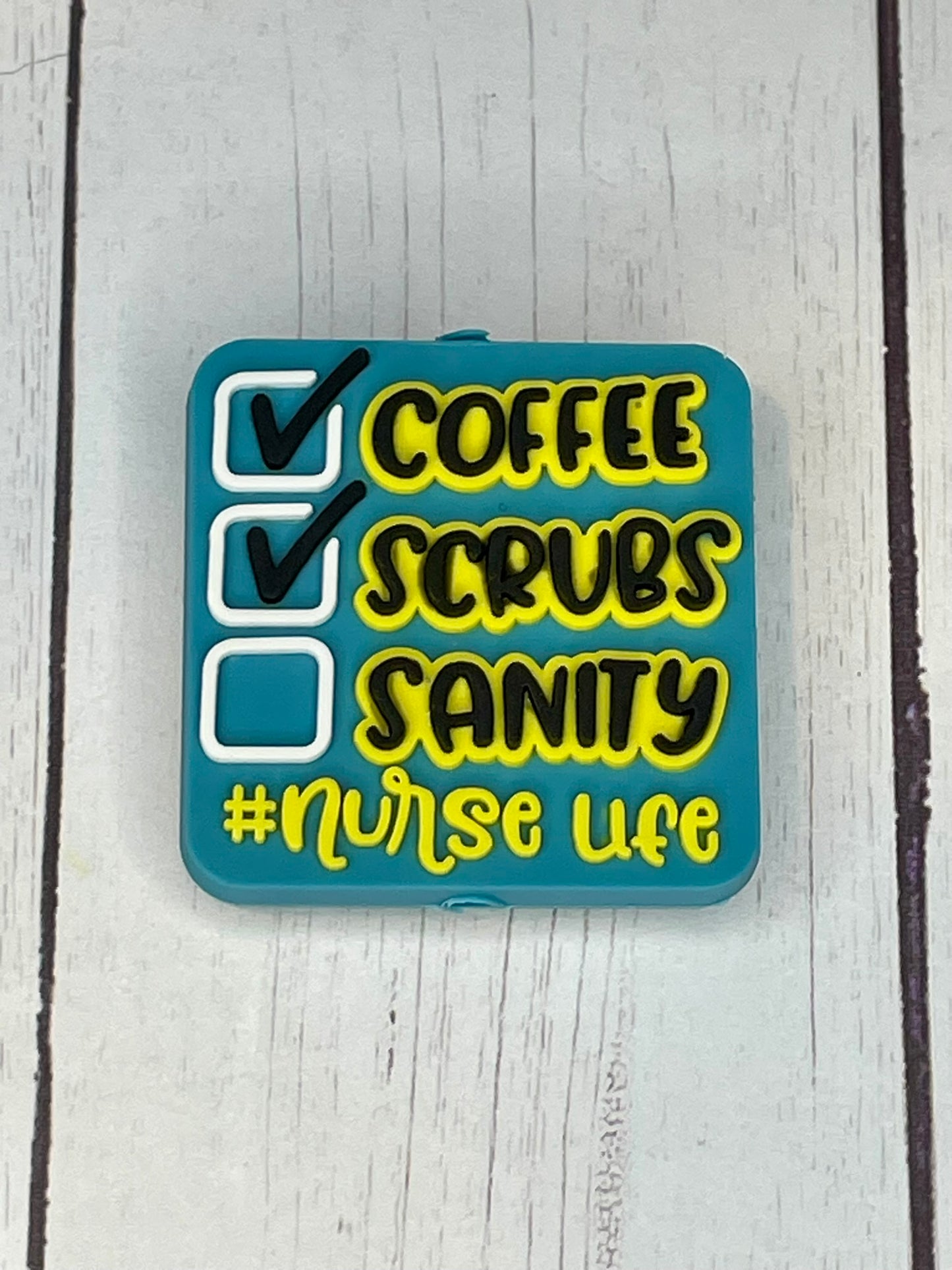 "Coffee, Scrubs, Sanity #nurselife" Focal Bead