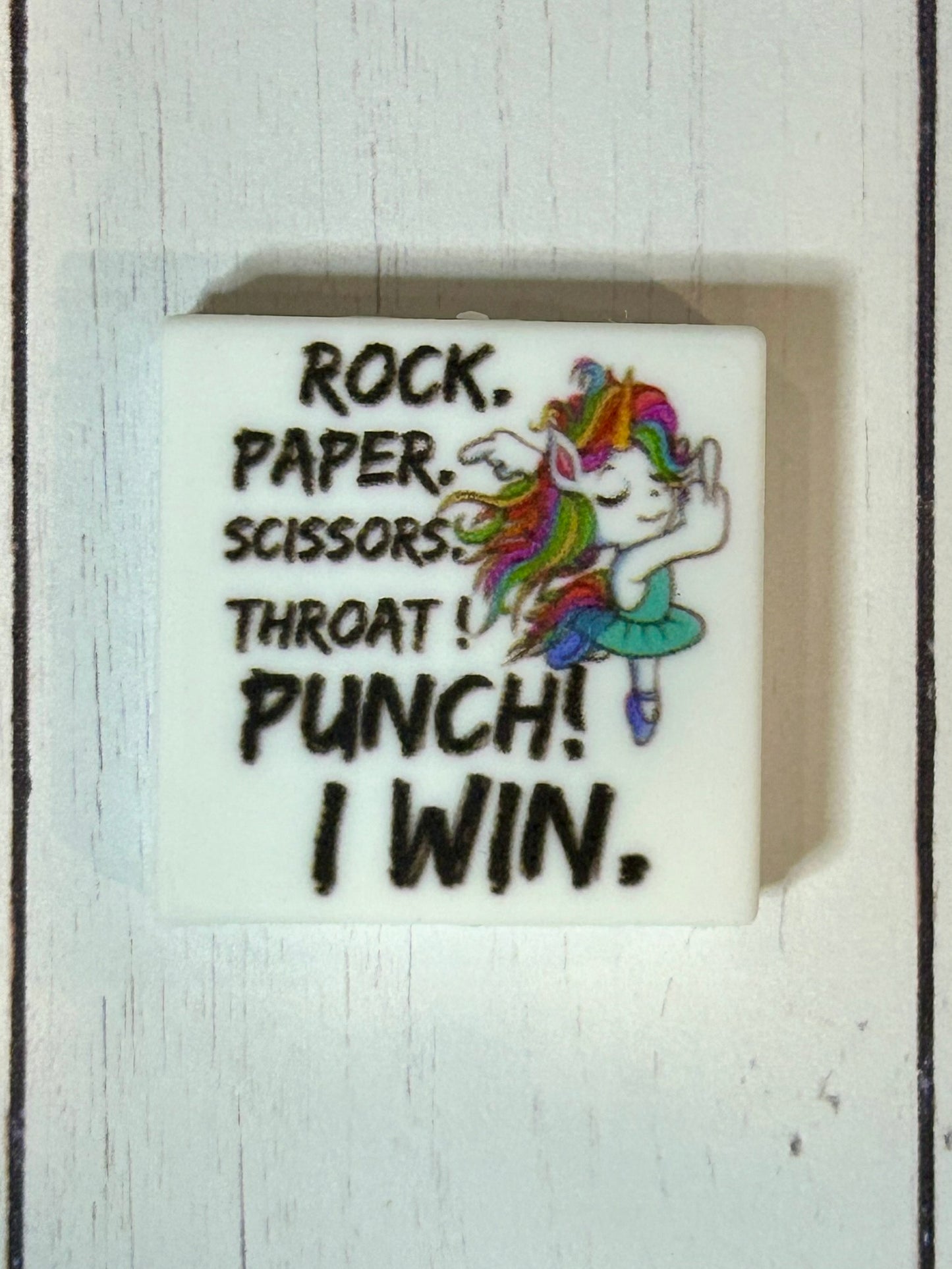 "Rock, Paper, Scissors, Throat Punch! I WIN" Focal Bead