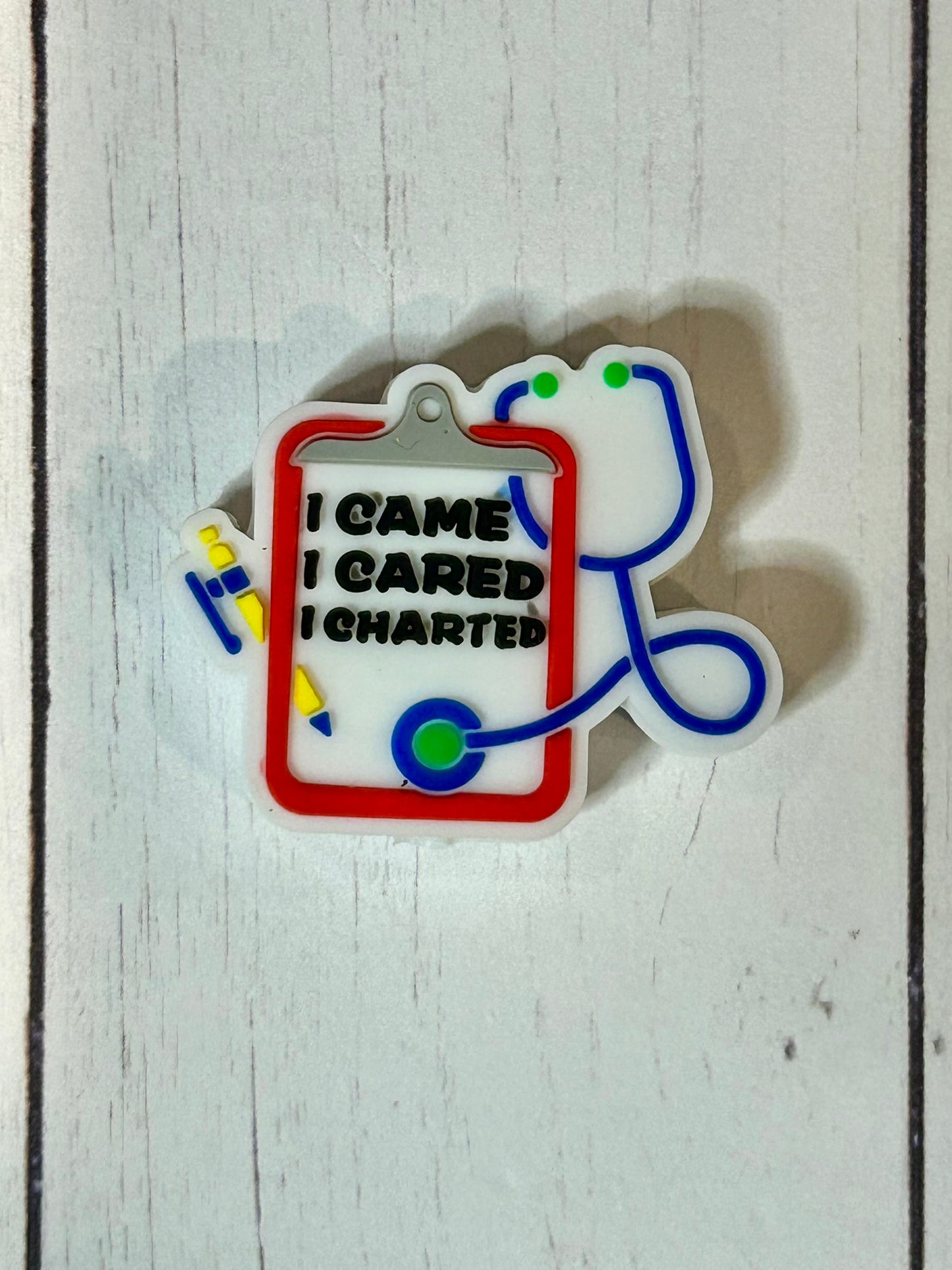 "I Came, I Cared, I Charted" Focal Bead