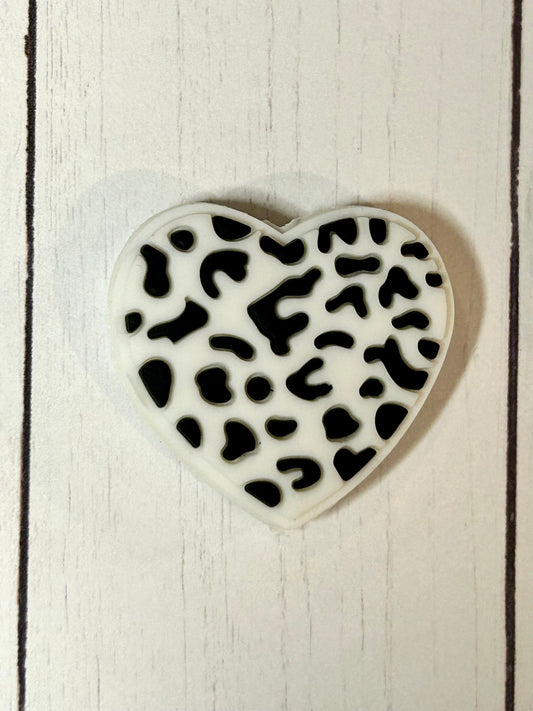 Cow Print Heart Focal Bead