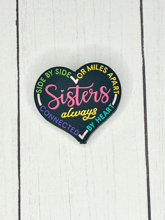 "Sisters/Besties Always, Side by Side, or Miles Apart, Connected by Heart" Focal Bead