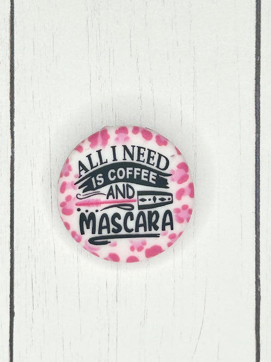 "All I Need Is Coffee And Mascara" Focal Bead