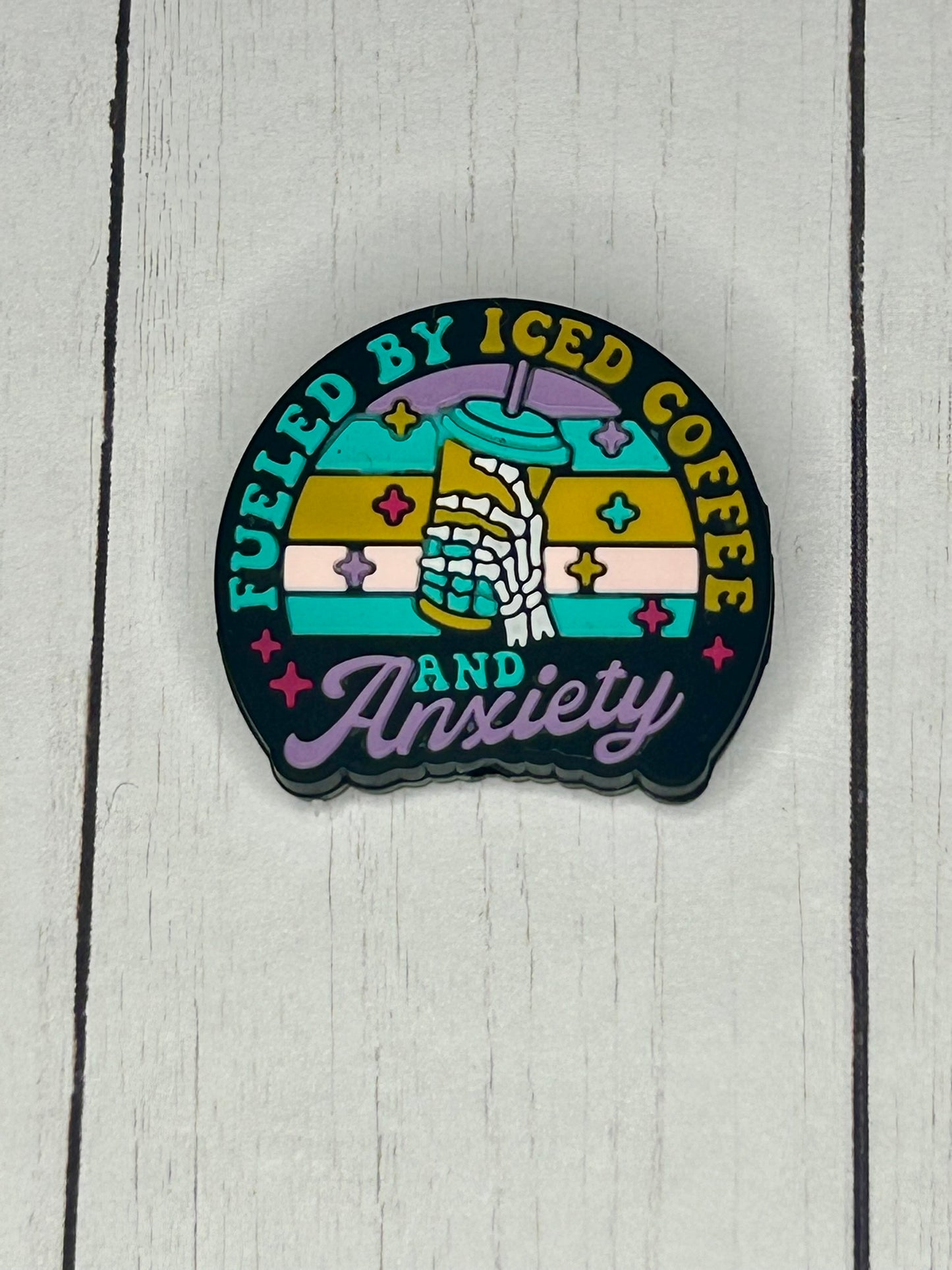 "Fueled By Iced Coffee And Anxiety" Focal Bead