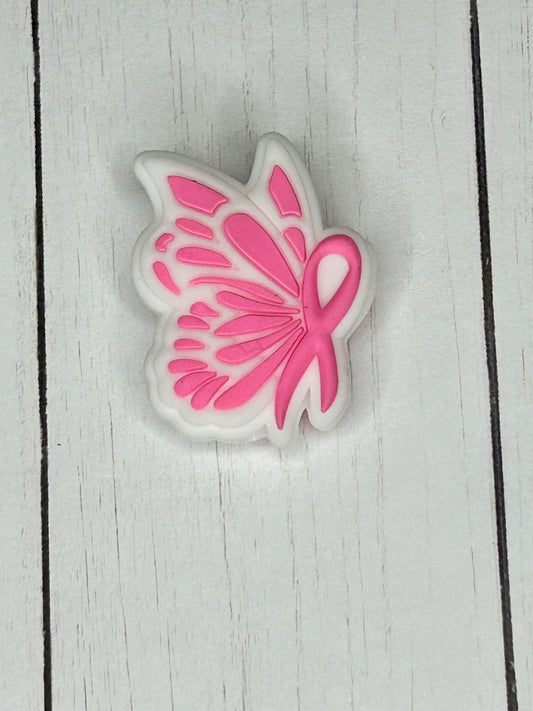 Pink Butterfly Ribbon Focal Bead