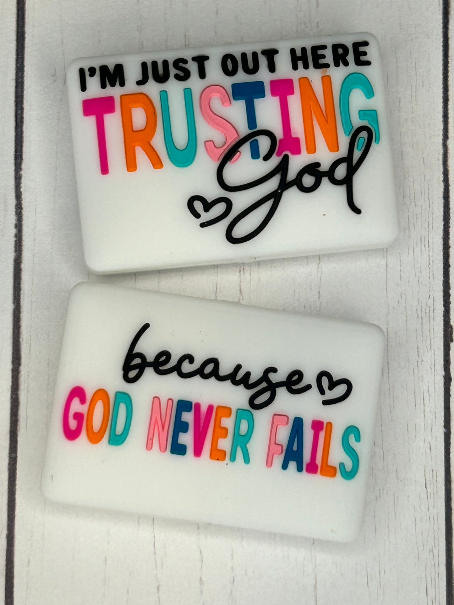 "I'm Just Out Here Trusting God, Because God Never Fails" Focal Bead