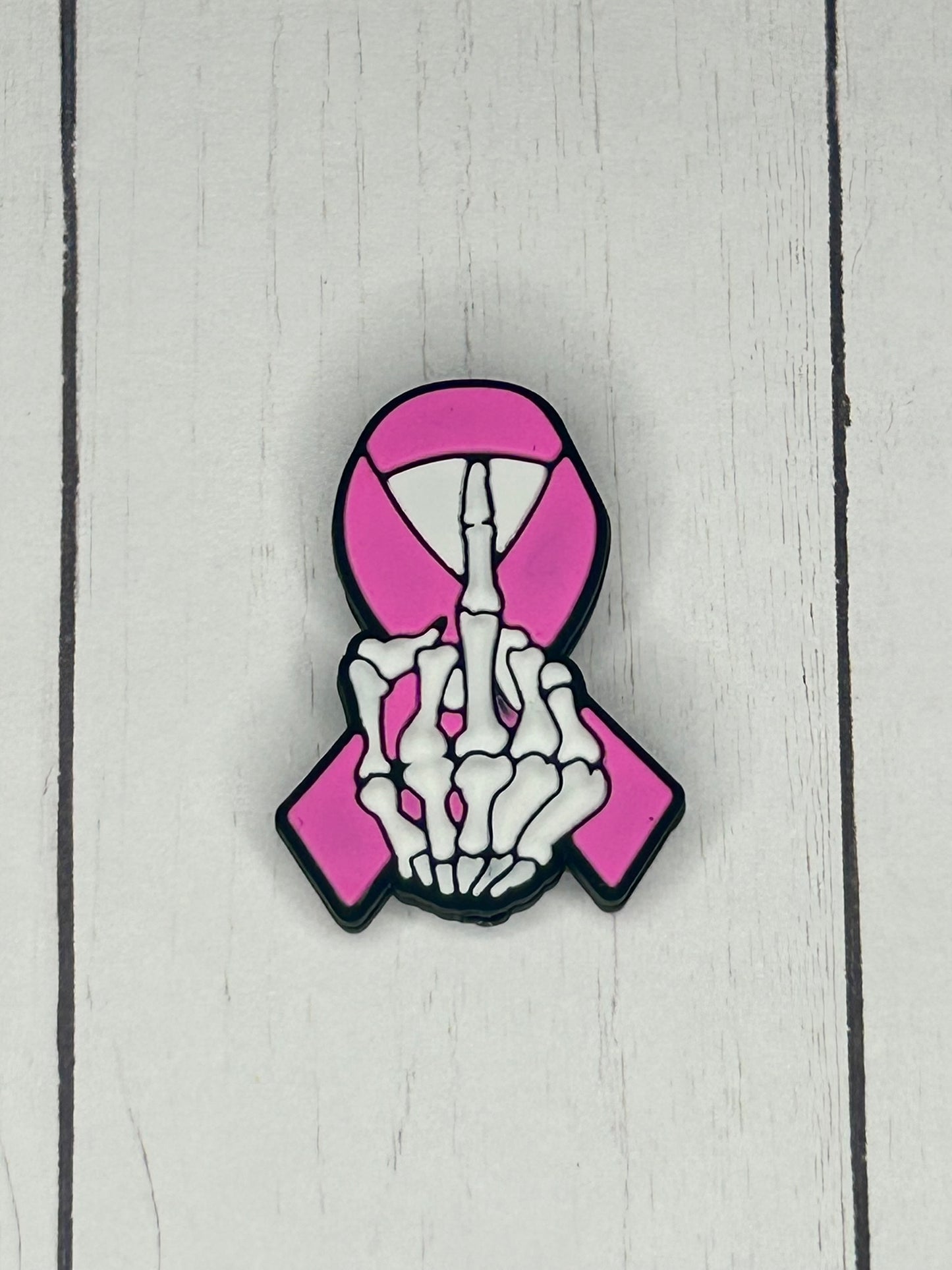 Middle Finger Pink Ribbon Focal Bead