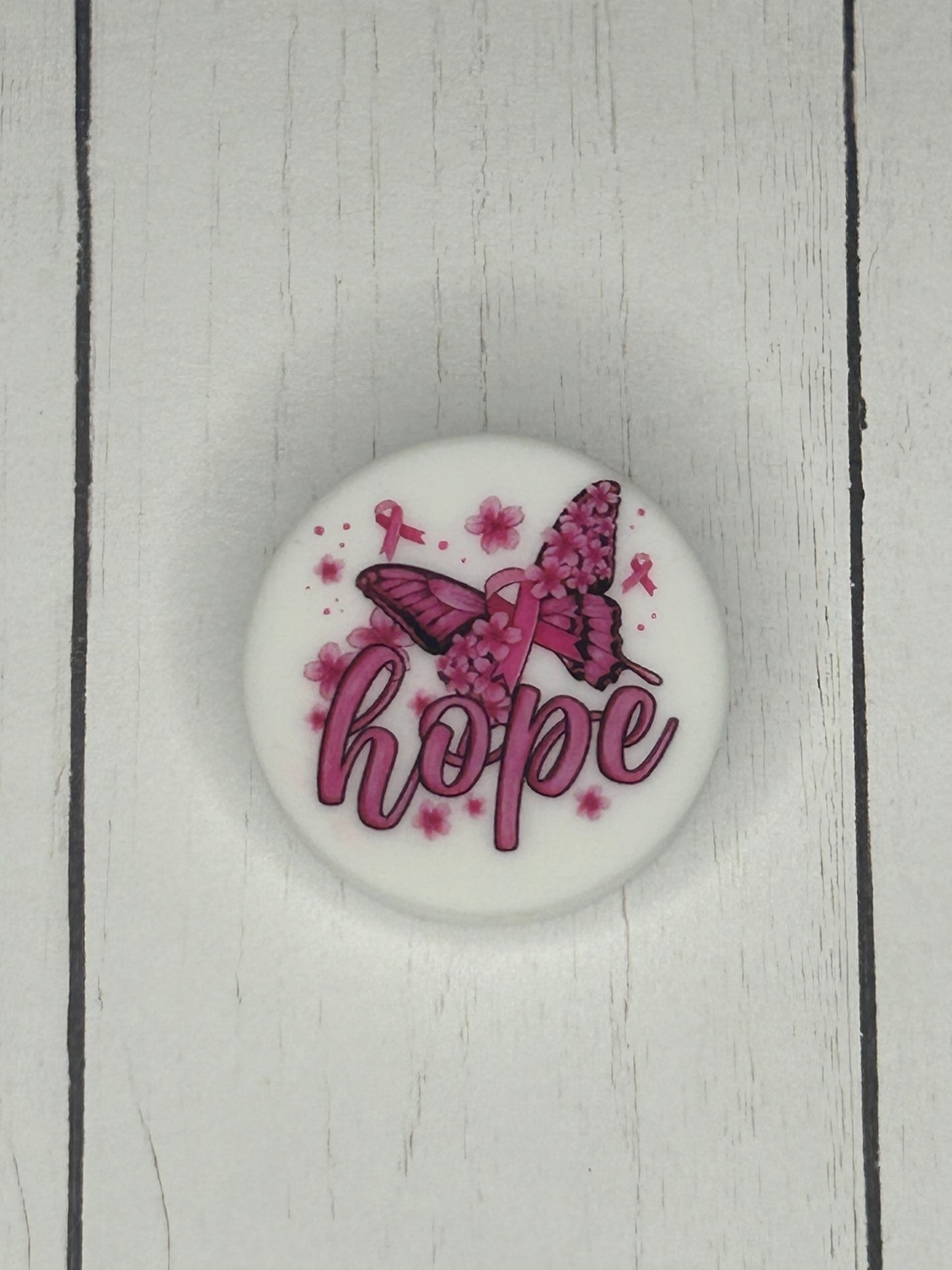 "Hope Pink Awareness Ribbon" Focal Bead