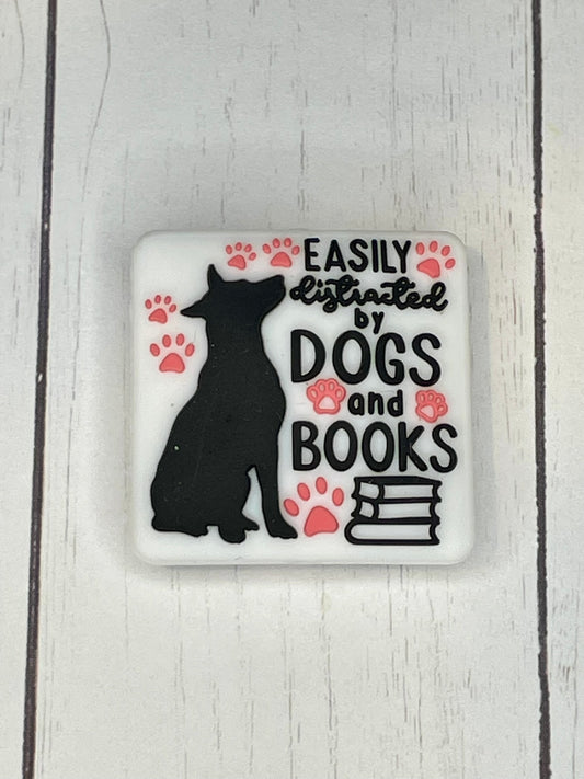 "Easily Distracted by Dogs and Books" Focal Bead