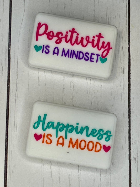 "Positivity Is A Mindset, Happiness Is A Mood" Focal Bead