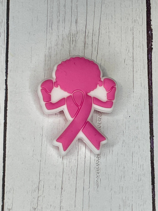 Strong Pink Ribbon Focal Bead