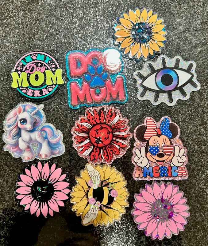 Dog Mom/Flowers/Misc. - Acrylic Flatback Bundle (10pcs)