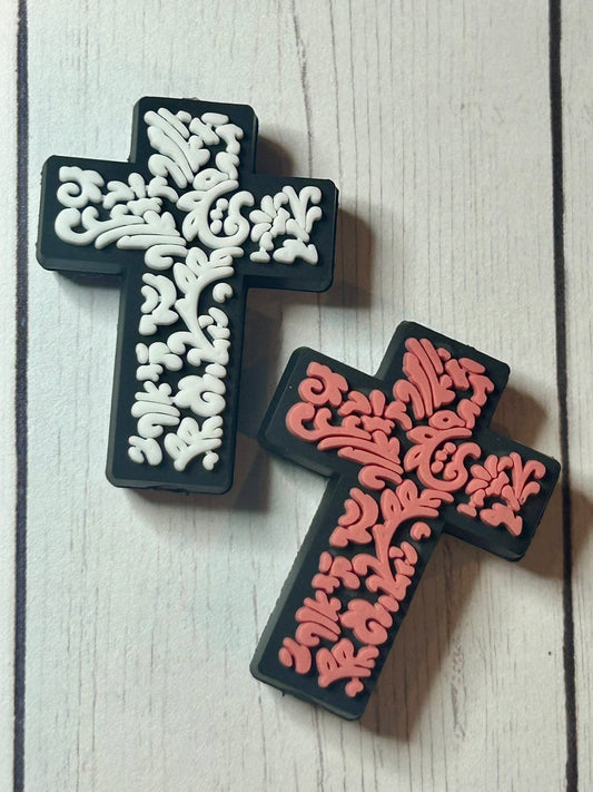 Cross Floral Focal Bead