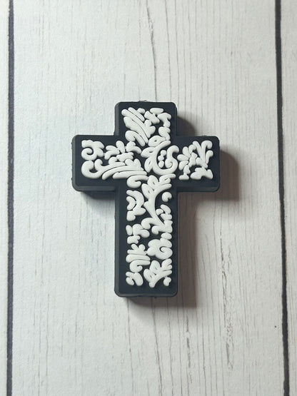 Cross Floral Focal Bead
