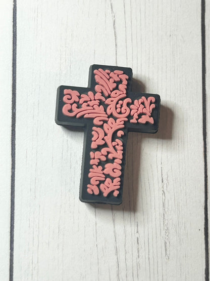 Cross Floral Focal Bead