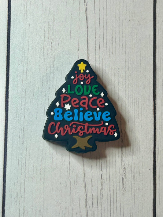 "Joy, Peace, Believe, Christmas" Focal Bead