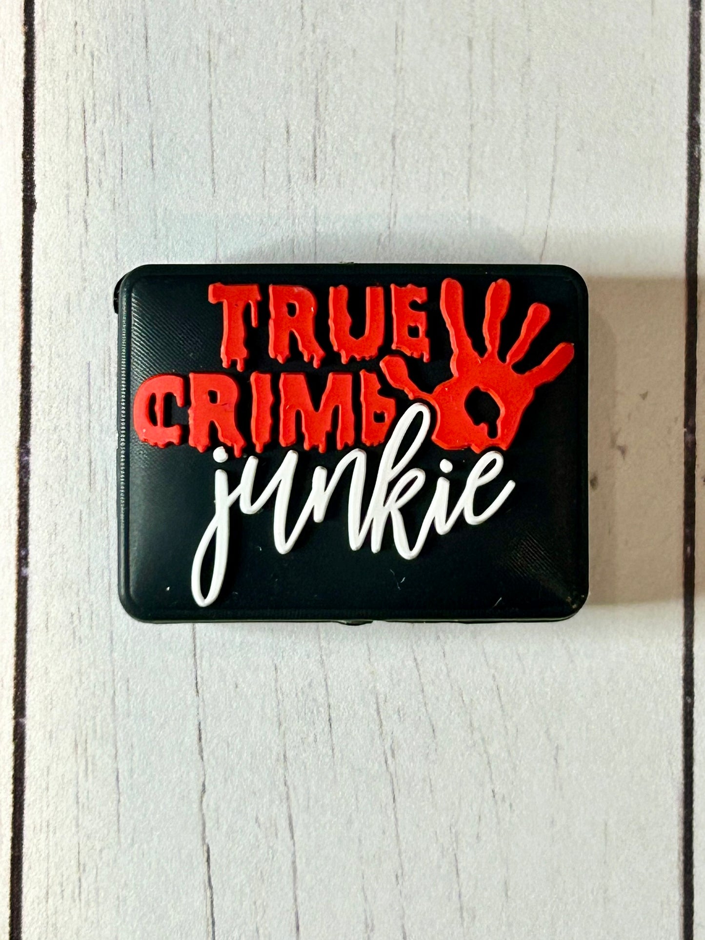 "True Crime Junkie" Focal Bead