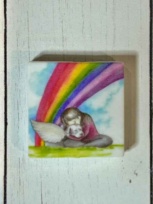 Rainbow Angel Dog Focal Bead