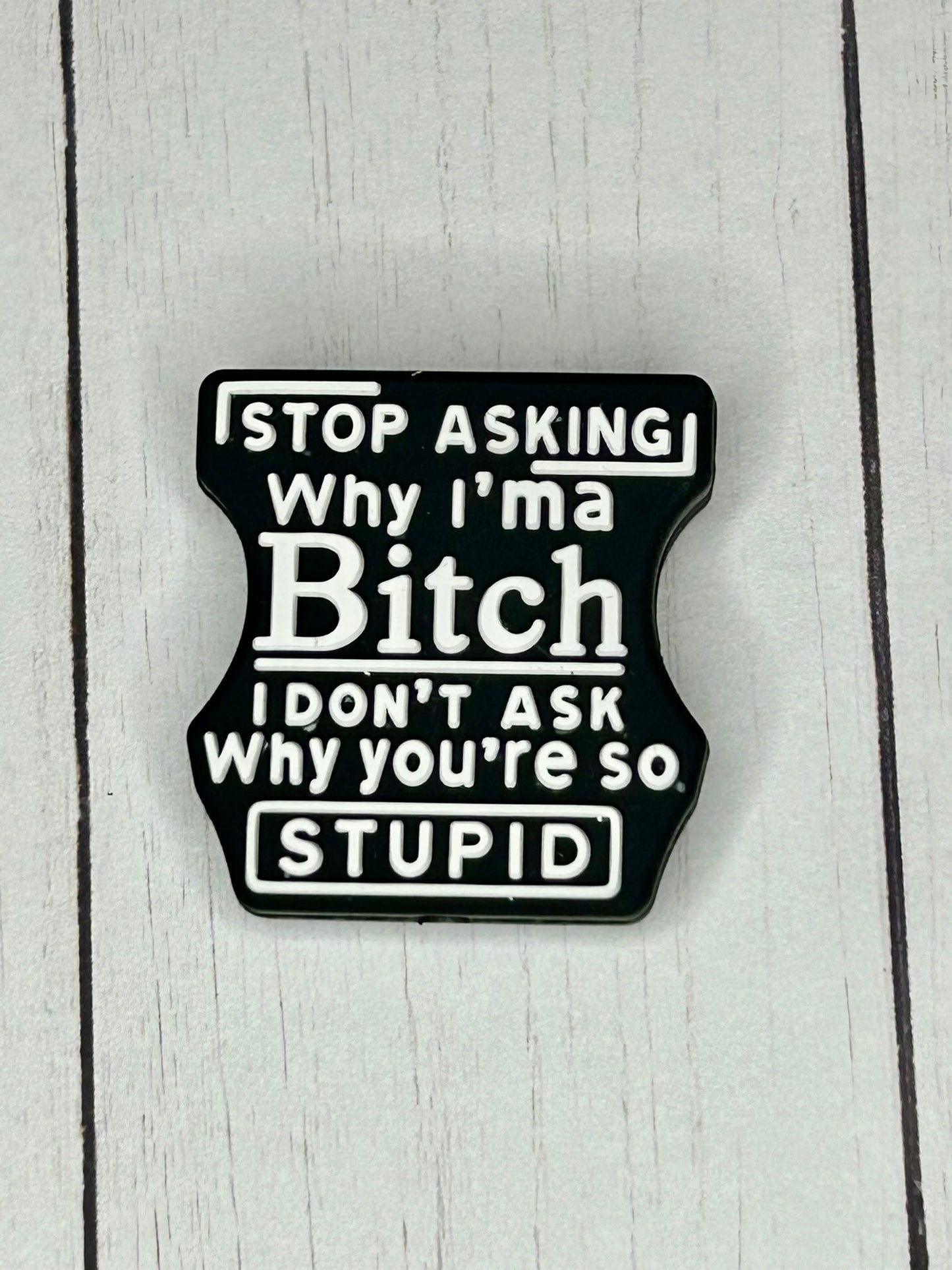 "Stop Asking Why I'ma Bitch, I Don't Ask Why You're So Stupid" Focal Bead