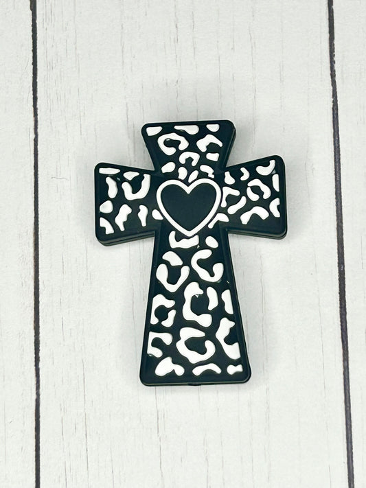 Black Heart Cross - Focal Bead