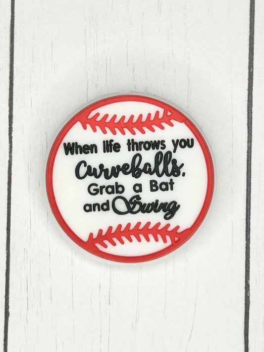"When Life Throws You Curveballs, Grab A Bat And Swing" Focal Bead