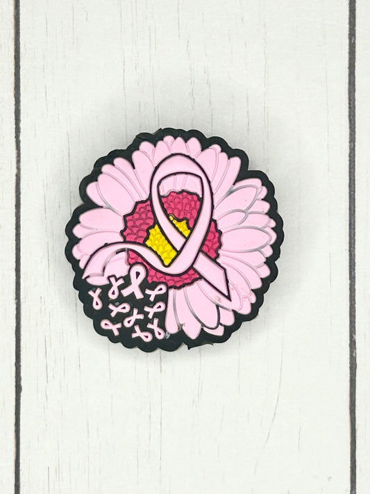 Sunflower Pink Awareness Ribbon Focal Bead